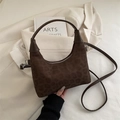 Sac hobo en daim à imprimé léopard marron avec bandoulière réglable et fermeture éclair - Imprimé léopard marron
