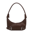 Vintage dunkelbraune Halbmond-Schultertasche mit Leder-Schnallendetails und glatter Optik - Braun