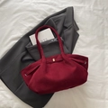 Large burgundy frosted tote bag with gold metal buckles and twin top handles - Red