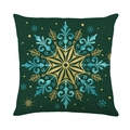 Federa per cuscino natalizio verde scuro con motivo a fiocco di neve per decoro festivo - Fiocco di Neve Verde Scuro Oro (JYM532-2)