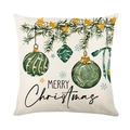Fodera per cuscino natalizia con stampa di albero e ornamenti su tessuto crema - Merry Christmas Ornamenti (JYM532-4)