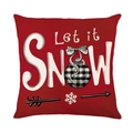 Housse de coussin Noël rouge Let it SNOW avec motif ornemental sur fond blanc - Style Flocon De Neige Rouge Let it Snow (JYM536-3)