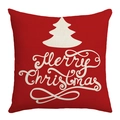 Housse de coussin rouge avec lettrage Merry Christmas et motif sapin de Noël - Rouge Blanc Arbre de Noël Voeux (JYM479-2)