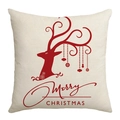 Housse de coussin décorative en polyester crème avec renne rouge Merry Christmas - Crème Tête de Renne Rouge (JYM479-3)