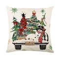 Weihnachts-Kissenbezug mit Schneemann und Vintage-Truck-Druck für festliche Sofa-Dekoration - Retro Truck Schneemann Stil (JYM540-1)