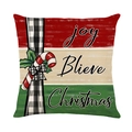 Weihnachtskissenbezug mit rot-weißen Festmustern und Feiertagstext auf weißem Hintergrund - Joy Believe Weihnachten Stil (JYM540-3)
