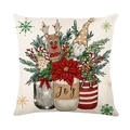 Weihnachtskissenbezug mit Joy-Glas und Festtagsgrün auf cremefarbenem Polyester-Leinenstoff - Einmachglas Weihnachten Elemente Stil (JYM540-4)