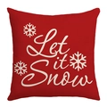 Housse de coussin de Noël rouge avec lettrage Let it Snow et motifs de flocons - Fond Rouge Lettres Blanches Flocons(JYM479-4)