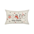 Christmas lumbar pillow cover with five cartoon cats and Merry Christmas print - Cats with Lights (JYZ009-7)