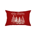 Red Christmas lumbar pillow cover with white trees and Merry Christmas text - Red Christmas Forest (JYZ009-8)