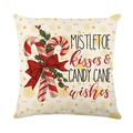 Vintage Christmas pillow cover featuring mistletoe and candy cane printed design - Candy Cane Illustration Style (JYM525-1)