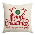 Red Christmas pillowcase with reindeer antlers and Merry Christmas printed text - Cream Background Red Antler Sign(JYM479-5)