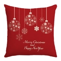 Red Christmas pillowcase with white snowflake ornaments and holiday greeting text - Red Background White Snowball Pattern(JYM479-6)