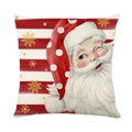 Kerst kussensloop met Kerstman, rode strepen en gouden sneeuwvlokken decoratie - Kerstman Stijl (JYM534-3)