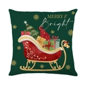 Donkergroene kerstkussenhoes met rode arrenslee en Merry & Bright tekst op witte achtergrond - Slee Stijl (JYM534-4)