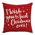 Red Christmas pillow cover with snowflake prints and festive holiday text decoration - Red Background White Christmas Wishes(JYM479-10)
