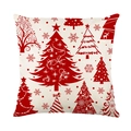 Festive red Christmas tree and snowflake print throw pillow cover for holiday decor - Red and White Christmas Tree Style