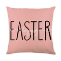 Pink Easter decorative pillowcase featuring minimalist happy bunny lettering design - Pink Minimalist Happy Easter Text Style (JYM267-2)