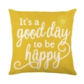 Funda de cojín de lino amarillo impermeable con estampado It's a good day to be happy - Estilo de Cita Sol Amarillo (SF002-1)