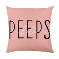 Pink Easter pillowcase with Peeps text print on textured linen fabric - Pink Linen PEEPS hello Typography Style (JYM267-3)