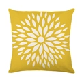 Funda de cojín amarilla para exterior con flores blancas y lino impermeable - Estilo de Pétalos Radiantes Amarillo Brillante (SF002-3)