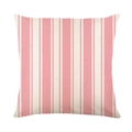 Pink and off-white vertical striped square pillow cover with faux linen fabric texture - Pink and White Vertical Stripe Minimalist Style (JYM271-3)