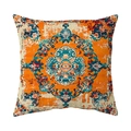 Bohemian orange and teal patterned throw pillow cover with vintage texture - 45x45cm / Blue Orange Vintage Pattern (CR039-2)