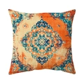 Bohemian square pillowcase with vintage orange and blue distressed medallion pattern - 45x45cm / Orange Blue Vintage Medallion (CR039-3)