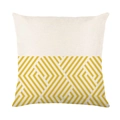 Fodera per cuscino da esterno impermeabile con motivi geometrici gialli su lino - Stile Labirinto Patchwork Giallo Bianco Sporco (SF002-11)