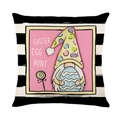 Easter pillow cover with cartoon gnome design and striped border for festive home decor - Striped Border Easter Gnome Cartoon Style (JYM279-4)