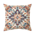 Bohemian square cushion cover with navy blue and orange mandala pattern on beige fabric - 45x45cm / Ethnic Dark Blue Orange (CR039-6)