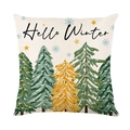 Fodera per cuscino decorativa in poliestere con albero di Natale e Hello Winter - Hello Winter Albero di Natale (JYM532-1)