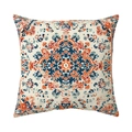 Bohemian mandala throw pillow cover with vibrant orange and blue ethnic patterns - 45x45cm / Bohemian Orange Blue Symmetric (CR039-8)
