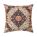 Bohemian pillow cover featuring vintage navy blue and brick red Persian carpet pattern - 45x45cm / Navy Blue Rust Vintage Style (CR039-9)