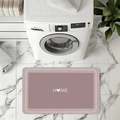 Pink diatom mud bathroom mat with marble texture and white HOME text design - Lotus Pink-Marble HOME (D6-6)