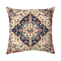 Bohemian pillow cover with Persian geometric patterns in navy blue and rust red - 45x45cm / Classic Blue Red Geometric (CR039-10)