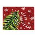 Festive red linen placemat with Christmas tree print and Merry Christmas text - CD109-4