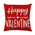 Red square Valentine's pillow case with Happy Valentine white lettering and heart pattern - Red Heart Happy Valentine Text (JYM545-3) / 45x45cm