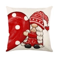 Valentine's Day square pillow cover with red heart gnome print on beige woven fabric - Gnome With Heart Decor Red Hat (JYM545-4) / 45x45cm