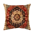 Bohemian velvet pillowcase with vintage Persian floral print in deep red and cream - 45x45cm / Vintage Red Navy Floral (CR039-15)