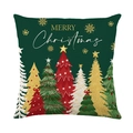 Donkergroene kerstkussensloop met geometrische boom en Merry Christmas print - Kerstboom Stijl (JYM534-1)