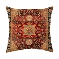 Bohemian vintage pillow case with dark red Persian floral pattern on soft short plush - 45x45cm / Classic Deep Red Mandala (CR039-16)
