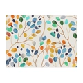 Mantel individual de lino con patrones de hojas en acuarela azul y naranja para mesa - Material Algodón Lino Pequeño / Hojas Coloridas (CD107-4)