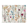 Floral print cotton linen placemat with vintage wildflower patterns on cream background - Field Flowers (CD107-5)