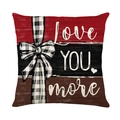 Vierkante Valentijnsdag kussensloop met Love YOU more print en geruite strik detail - 45x45cm / Love YOU more Stijl (JYM550-3)