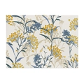 Floral print cotton linen placemat with yellow berry and blue leaf pattern - Yellow Berry Flower (CD107-7)