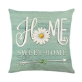 Funda de cojín margarita Home Sweet Home en verde menta con estampado de mariposa - Estilo de Tipografía Home Sweet Home (JYM565-2) / 45*45cm (Relleno no incluido)