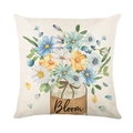 Funda de cojín con margaritas y estampado Bloom para decoración de sofás de salón - Estilo de Ilustración Jarrón de Flores Bloom (JYM565-4) / 45*45cm (Relleno no incluido)