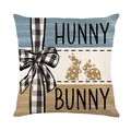 Oster-Kissenbezug mit Hunny Bunny Aufdruck und karierter Schleife für das Sofa - Doppelhase Polka Dot Karierte Schleife Stil (JYM570-3)