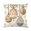 Oster-Dekokissenbezug mit Vintage-Eier-Muster auf Leinentextur für das Sofa - Hängende Ostereier Zweig Stil (JYM570-4)